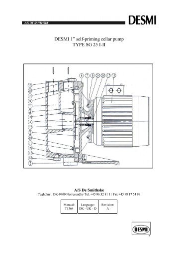 DESMI 1â self-priming cellar pump TYPE SG 25 I-II