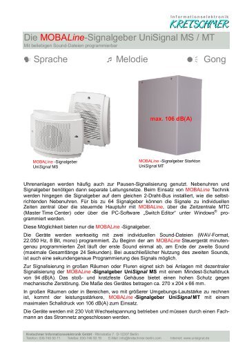 MOBALine -Signalgeber UniSignal MT - KRETSCHMER ...