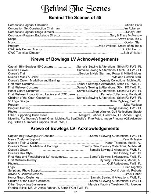 Bowlegs Coronation Program - Krewe of Bowlegs