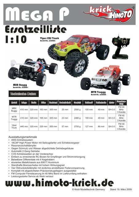 65020x DE Ersatzteilliste MegaP 1:10 - Krick