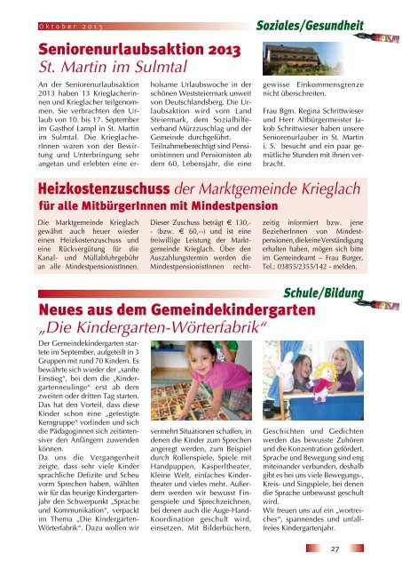 3. Folge • Oktober 2013 - Gemeinde Krieglach