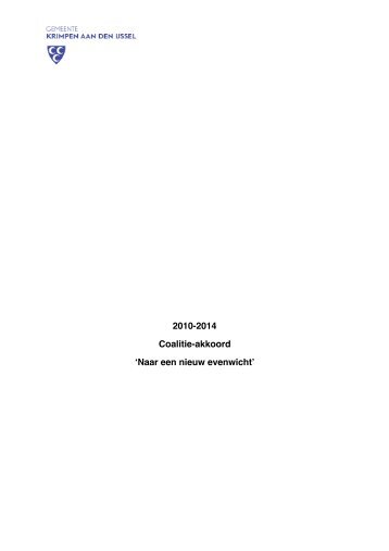 Coalitieakkoord 2010-2014 - Gemeente Krimpen aan den IJssel