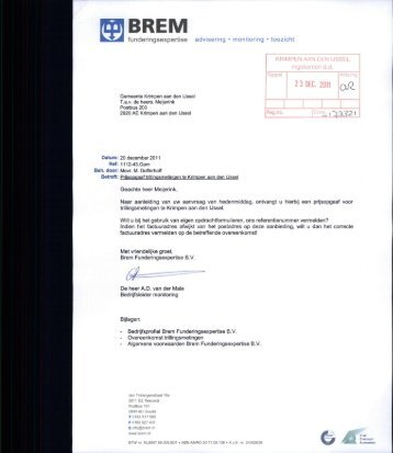 Offerte trillingsmetingen - Gemeente Krimpen aan den IJssel