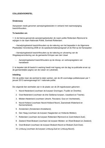 College voorstel - Gemeente Krimpen aan den IJssel