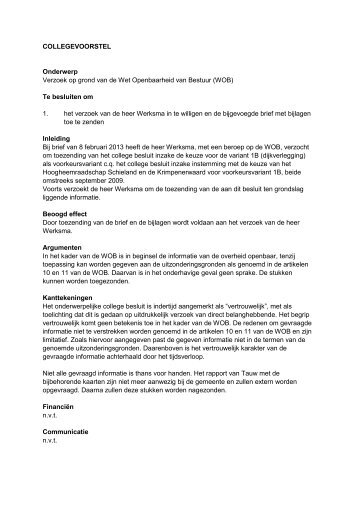 College voorstel - Gemeente Krimpen aan den IJssel