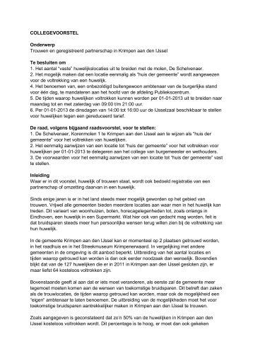 College voorstel - Gemeente Krimpen aan den IJssel