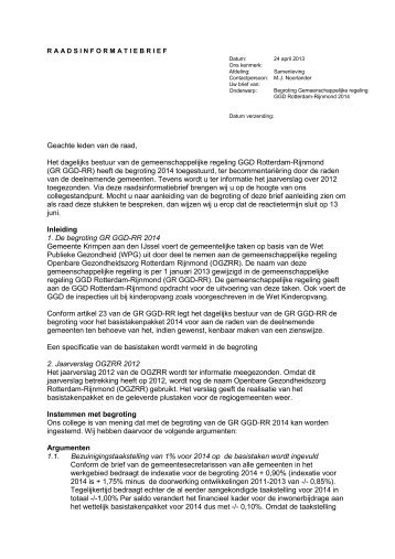 Raadsinformatiebrief - Gemeente Krimpen aan den IJssel