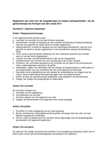 Reglement van orde vergadering gemeenteraad