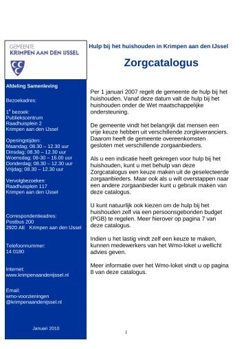Zorgcatalogus - Gemeente Krimpen aan den IJssel