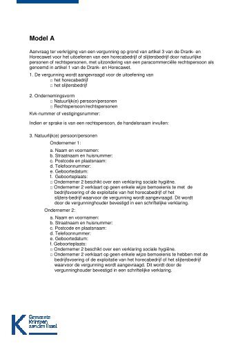 Formulier A - Gemeente Krimpen aan den IJssel