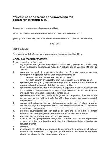 Verordening lijkbezorgingsrechten - Gemeente Krimpen aan den ...