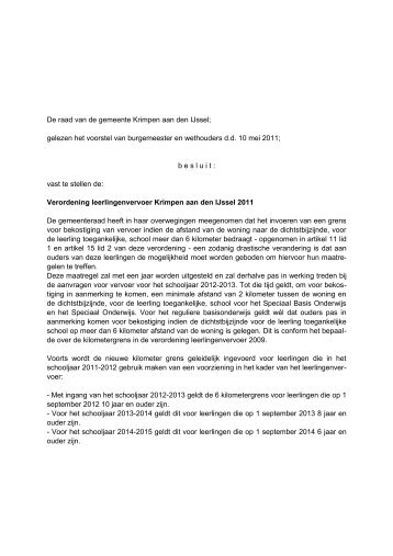 Verordening Leerlingenvervoer - Gemeente Krimpen aan den IJssel