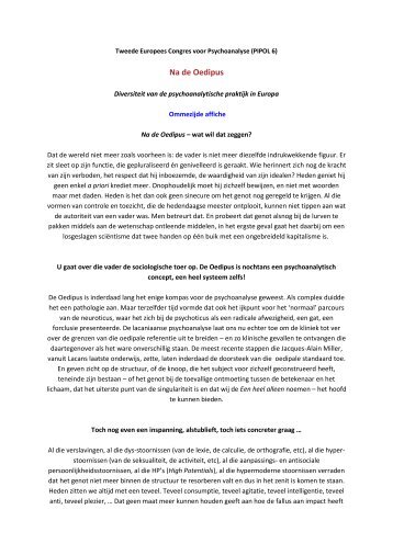 Na de Oedipus - Psychoanalyse Lacan - Freud