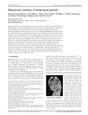 High-pressure chemistry of nitride-based materials