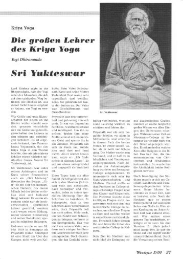 Artikel in Wendezeit 3/00 - Teil 5 - Kriya Yoga