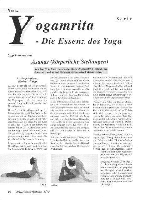 Artikel in Wassermann (Wendezeit) 5/98 - Teil 4 - Kriya Yoga