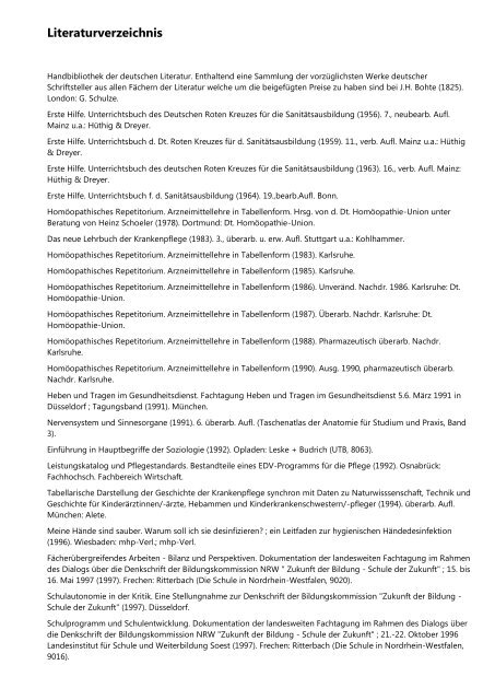 Literaturverzeichnis Akademie St Franziskus