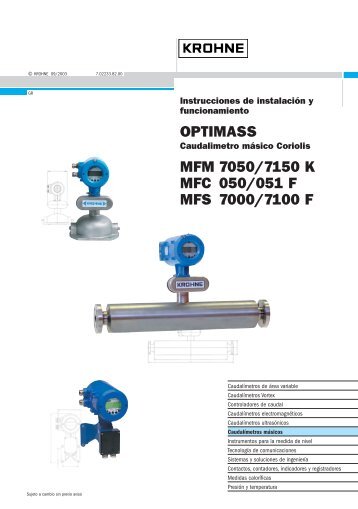 OPTIMASS MFM 7050/7150 K MFC 050/051 F MFS 7000/7100 F