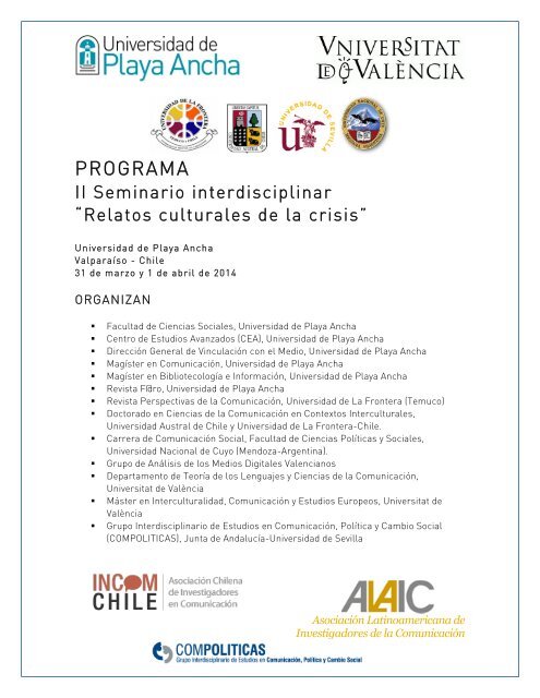 Programa II Seminario interdisciplinar “Relatos culturales de la crisis”