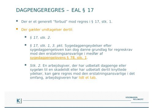 tabt arbejdsfortjeneste og ferie samt dagpengeregres - Kromann ...