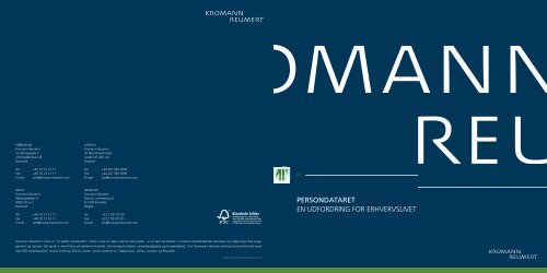 Persondataret - en udfordring for erhverslivet - Kromann Reumert