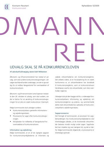 Konkurrenceret - Nyhedsbrev nr. 5/2009 - Kromann Reumert