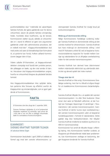 Konkurrenceret - Nyhedsbrev nr. 5/2009 - Kromann Reumert