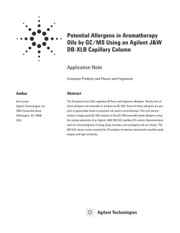 Potential Allergens in Aromatherapy Oils by GC/MS Using an Agilent ...