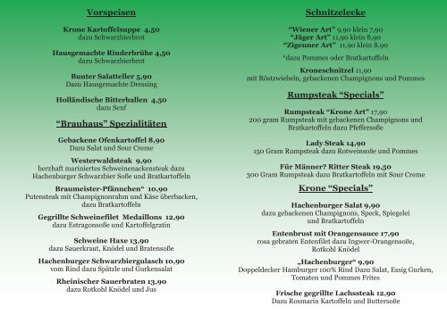 Download Menu Karte PDF - Hotel zur Krone