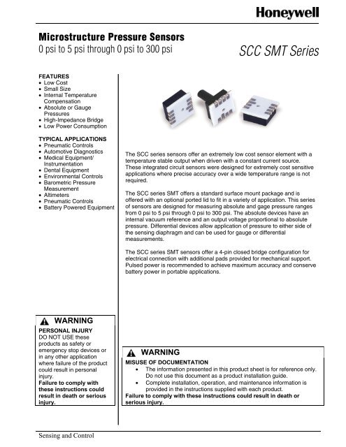 SCC SMT Series Pressure Sensors