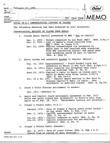 February 17, 1981 â Chronological Listing of ... - David Kronemyer