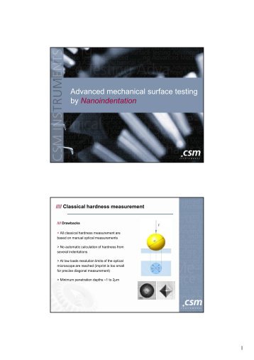 2 - Instrumented Indentation - CSM Instruments
