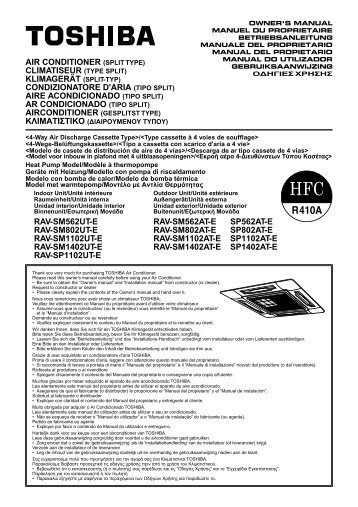 AIR CONDITIONER (SPLIT TYPE) CLIMATISEUR ... - toshibalatvija.lv