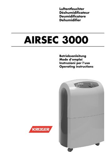 Airsec 3000 Betriebsanleitung - Luftentfeuchter