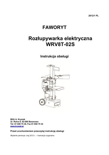 instrukcja obÅsugi rozÅupywarki Faworyt WRV8T-02S.pdf - Krysiak