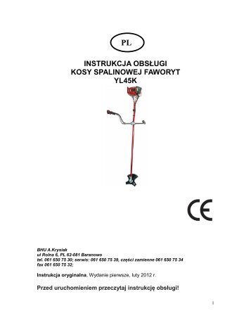 instrukcja obsÅugi kosy spalinowej Faworyt YL45K.pdf - Megamaszyny