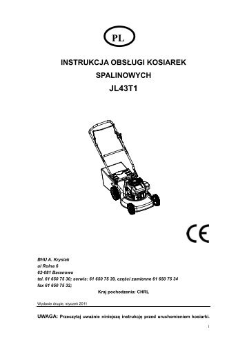 Instrukcja obsÅugi kosiarki spalinowej Faworyt JL43T1 ... - Krysiak