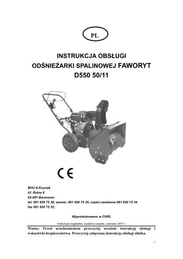 instrukcja obsÅugi odÅnieÅ¼arki FAWORYT DB 550 50 2011 ... - Krysiak