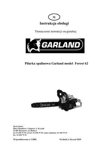 Instrukcja obsÅugi pilarki spalinowej Forest 62 UPDATED.pdf - Krysiak