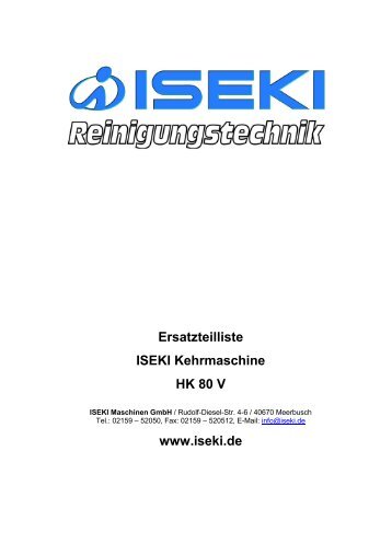 Ersatzteilliste ISEKI Kehrmaschine HK 80 V www.iseki.de - Krysiak