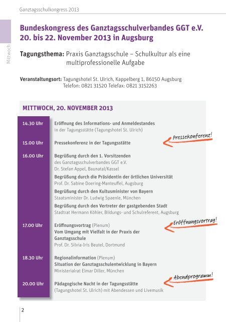 Tagungsprogramm 2013 - Ganztagsschulverband