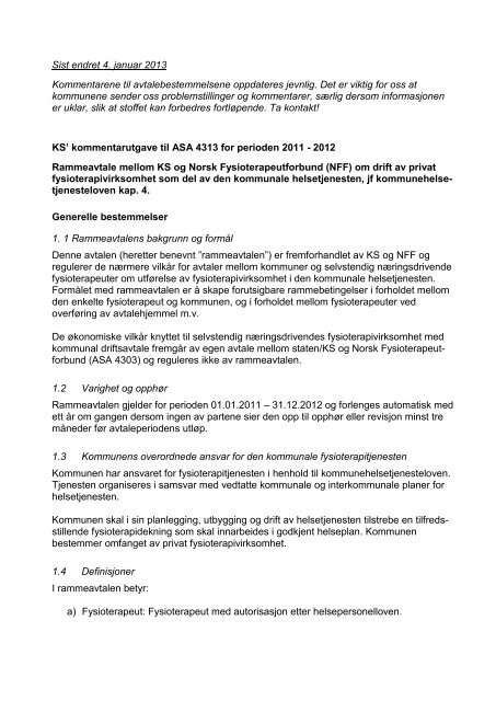 Kommentarutgave til gammel ASA 4313 - KS