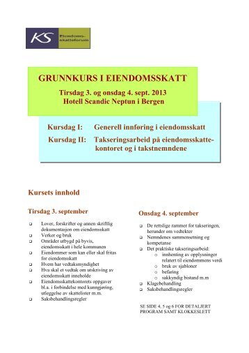 GRUNNKURS I EIENDOMSSKATT - KS