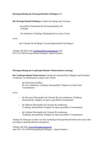 Ehrungsordnung des Kreissportbundes GÃ¶ttingen (pdf)