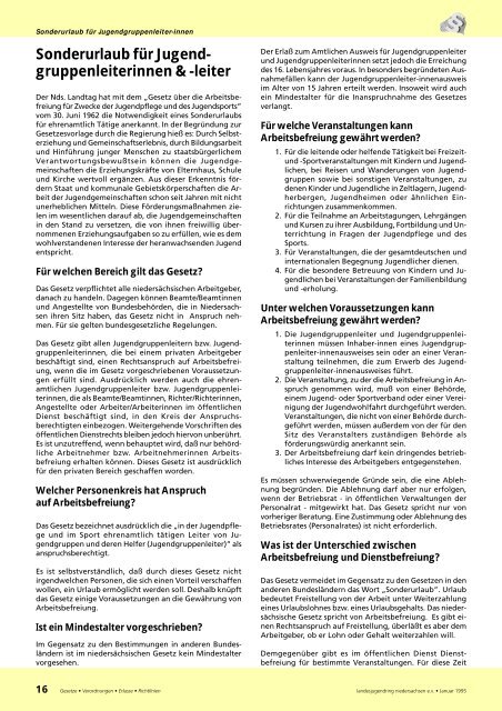 Sonderurlaub Fa R Jugend Gruppenleiterinnen Leiter