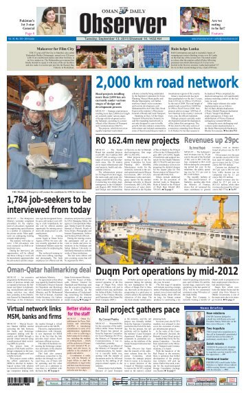 2,000 km road network - Oman Daily Observer