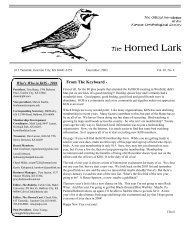 Volumes 21 - Kansas Ornithological Society