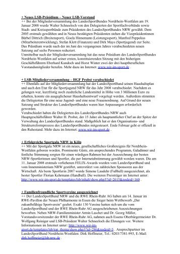 LSB-NRW-Newsletters Nr. 01/2008 - Kreissportbund Mettmann e.V.