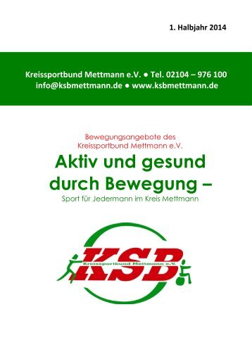 Kursprogramm 1. Halbjahr 2014 - Kreissportbund Mettmann e.V.