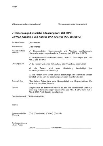 V1 Erkennungsdienstliche Erfassung (Art. 260 StPO) V2 ... - KSBS